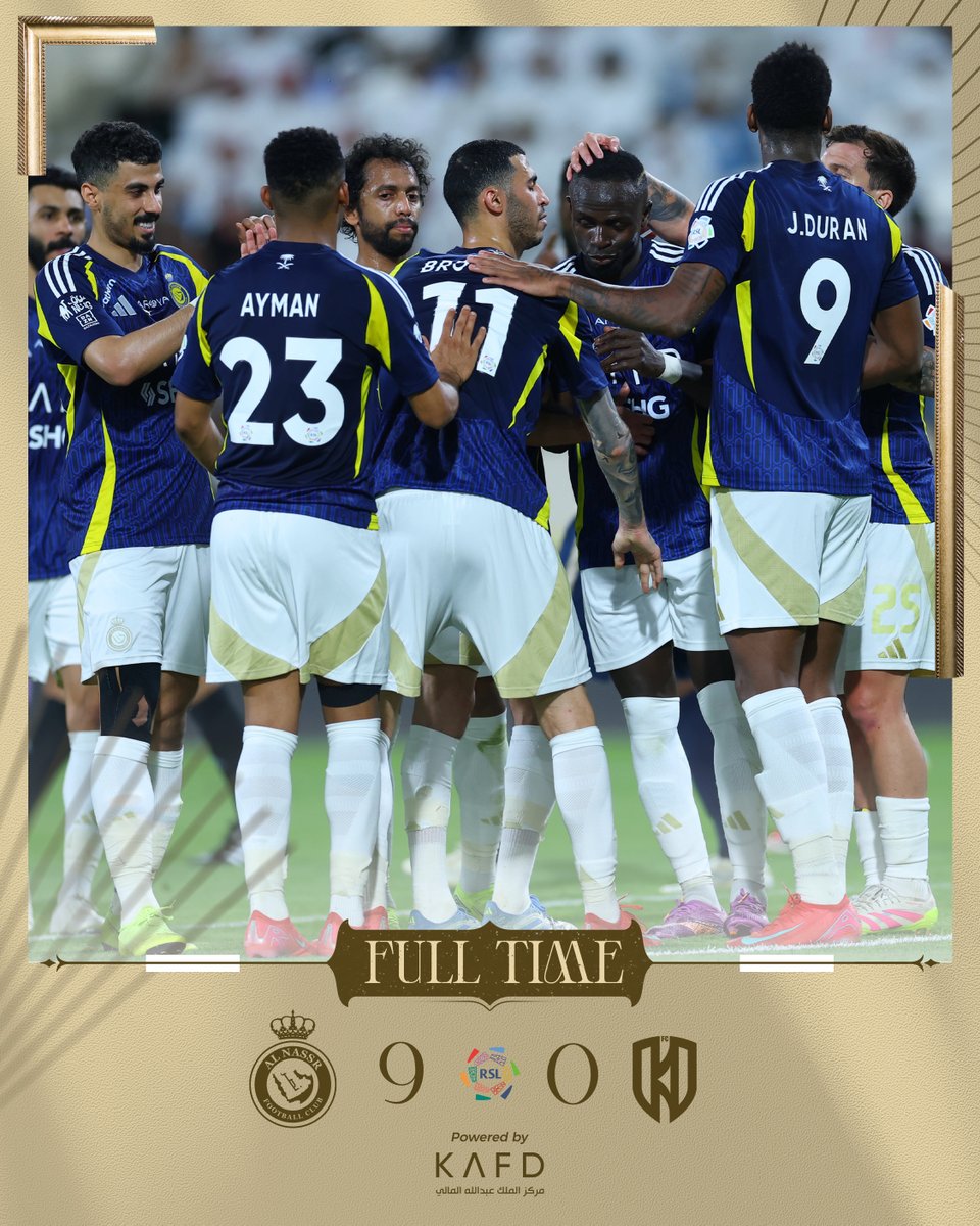 🔚 | صافـرة النهايـة! 👏

النصر 9 - 0 الاخدود
⚽️ أيمن يحيى
⚽️⚽️ جون دوران
⚽️ بروزوفيتش
⚽️⚽️⚽️⚽️ ساديو ماني
⚽️ محمد مران

⁧⁧#النصر_الاخدود⁩ | ⁦#AlNassrAlOkhdood