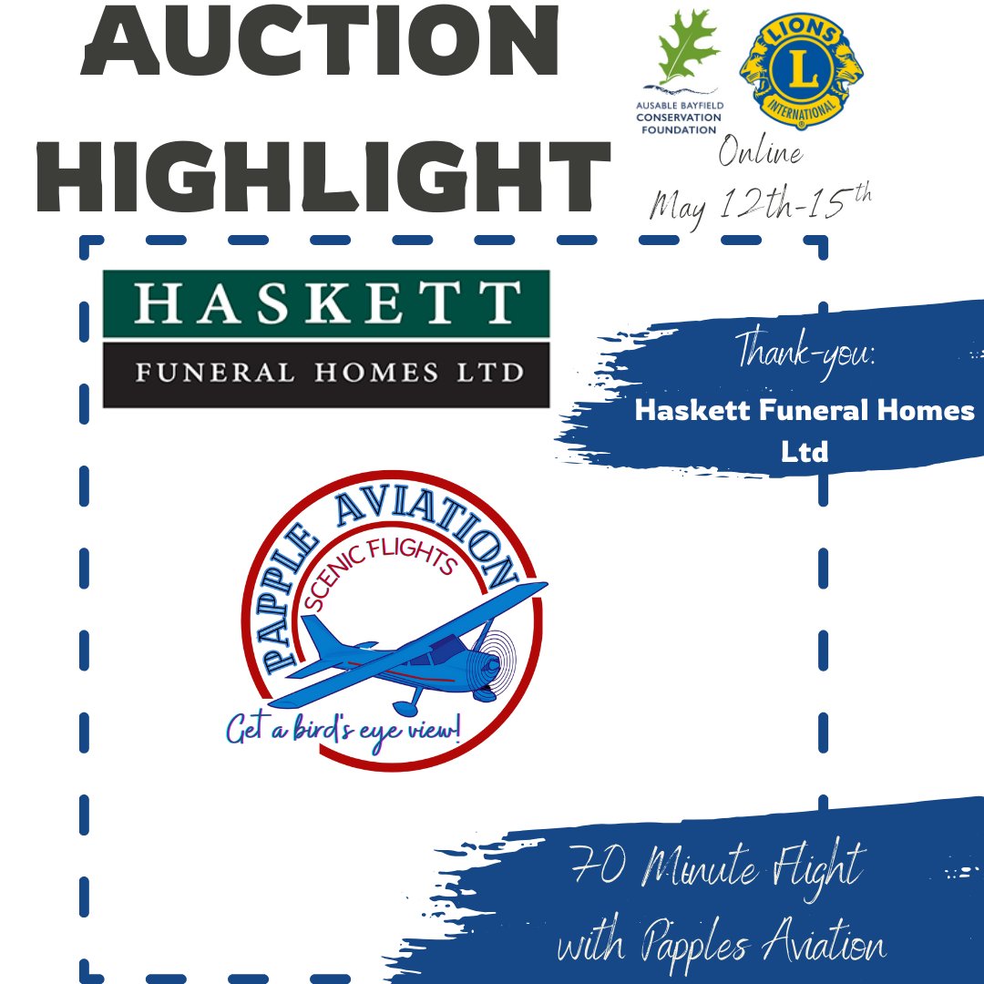 See countryside from a new view with 70-minute flight with Papple Aviation (from Seaforth), or 60-minute flight (from Goderich, Wingham or other local airports). Courtesy Haskett Funeral Homes, it can also be used for a Port Elgin Day Trip on select dates: zeffy.com/ticketing/35th…
