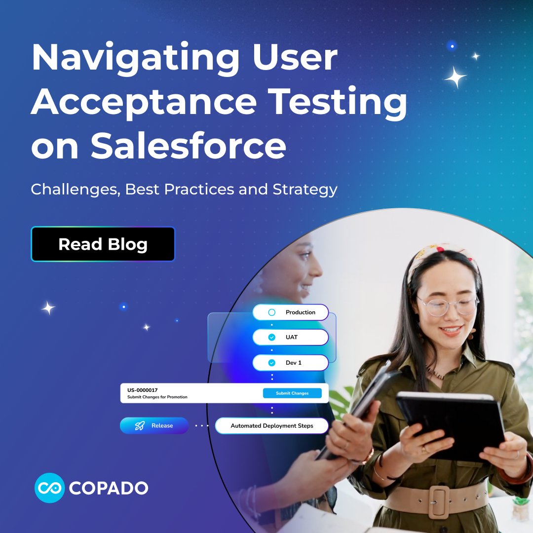 CopadoSolutions's tweet image. UAT doesn’t have to be a painful checkbox.
Get smarter about testing with 6 practical tips + real advice for Salesforce teams using Copado.

Read the blog:
ow.ly/3ioS50VRhGM

#UAT #Copado #Salesforce #DevOps