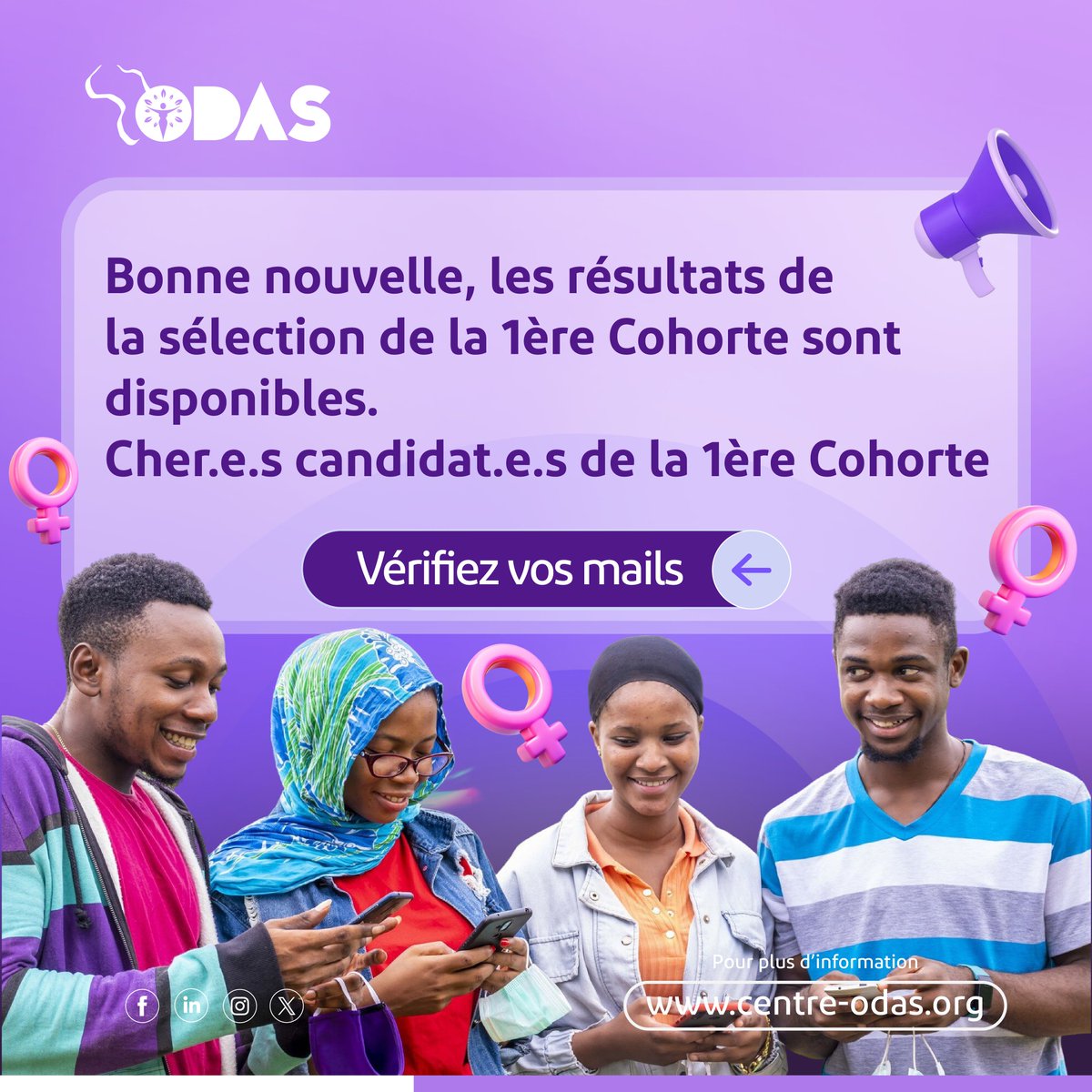 Bonne nouvelle ❗❗❗
Le processus de sélection de la première cohorte de l'Université Militante ODAS #UMOdas est achevé. 

Vérifiez vos mails 📩

La prochaine cohorte sera lancée très prochainement, restez donc à l'écoute.
#UMOdas, parce que militer c'est aussi se former ❗