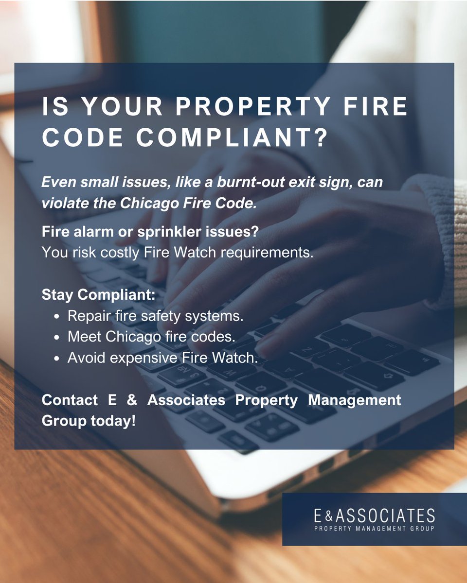 EAPROPERTYMGNT's tweet image. Chicago properties must comply with National Fire Protection Association (NFPA) codes and local fire safety standards. Issues like impaired fire systems or exit signs can trigger costly Fire Watch. Promptly notify the Fire Department if systems are down for over 8 hours