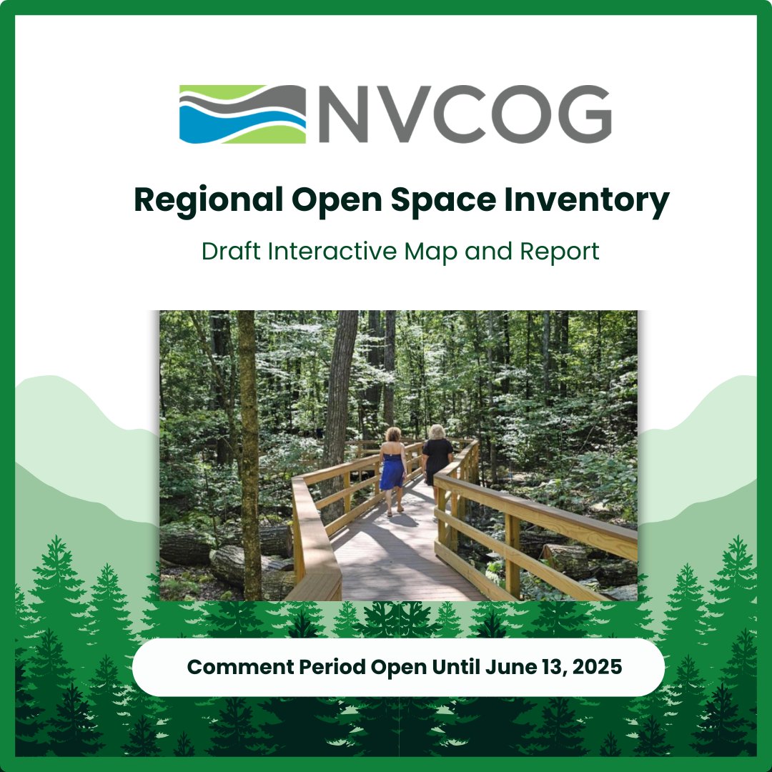 NVCOGct's tweet image. NVCOG released a draft Open Space Inventory map and report for the region’s 19 towns, now available for public comment through June 13, 2025.
🌎View map and report here: nvcogct.gov/project/opensp….
🌳This resource was developed with funding from the @forestservice.