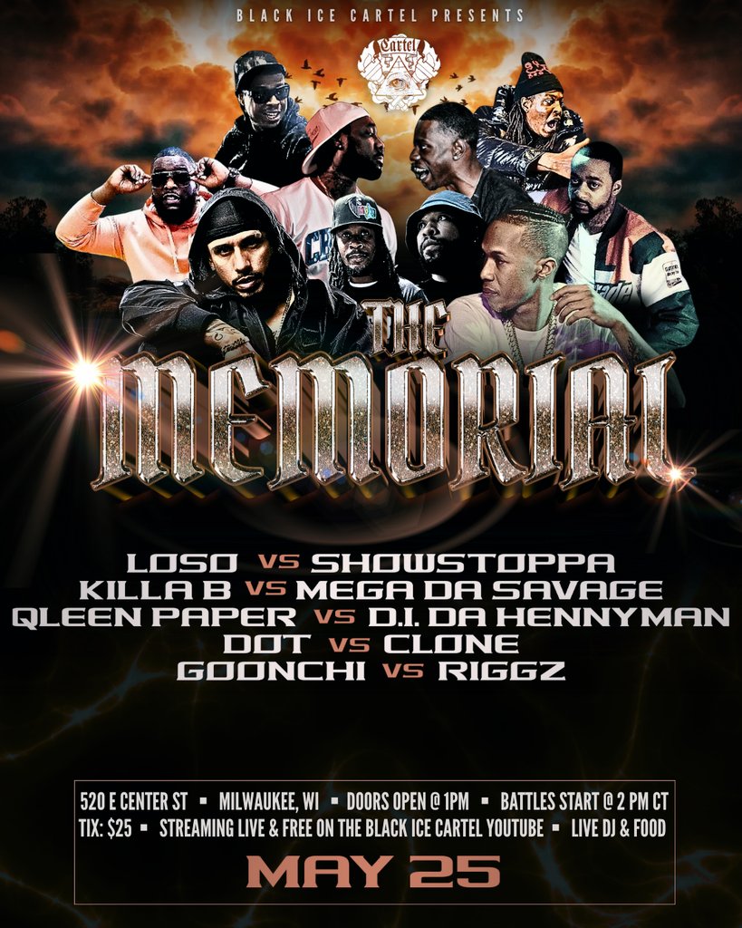 Black Ice Cartel Battle League (@blackicebattles) on Twitter photo 13 Days Away‼️‼️ Pull up or tap in‼️ Streaming Live and for FREE on the BlackIceCartel Battle League YouTube <a href="/DotTeflon/">DOT TEFLON</a> #Subscribe #TheMemorial #CartelHoe 13 Days Away‼️‼️ Pull up or tap in‼️ Streaming Live and for FREE on the BlackIceCartel Battle League YouTube <a href="/DotTeflon/">DOT TEFLON</a> #Subscribe #TheMemorial #CartelHoe
