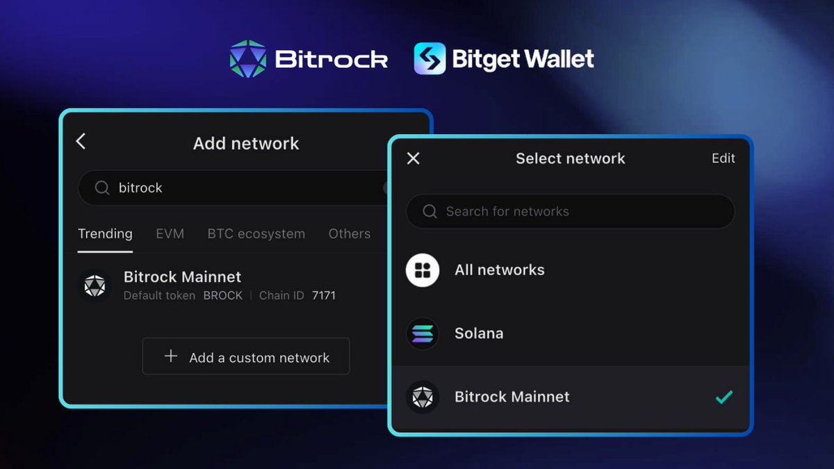 We are happy to see the Bitrock mainnet integrated into <a href="/BitgetWallet/">Bitget Wallet 🩵</a>! 💪🏻🔥