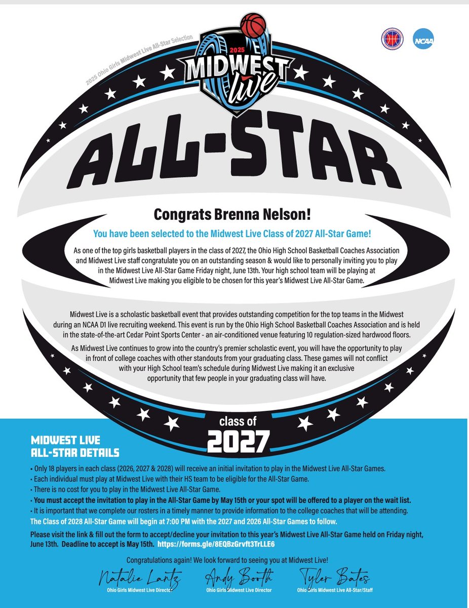 Brenna Nelson (@brenna_nel77566) on Twitter photo Thank you <a href="/ohioBKcoaches/">OHSBCA</a> for choosing me and my <a href="/MHSGirlsBball/">Morgantown High School Girls Basketball</a> teammate <a href="/kayli_kellogg/">Kayli Kellogg</a> to play in the Midwest Live showcase. Very Grateful #justus <a href="/Jfowkes1/">Coach Fowkes</a> <a href="/WpaBruins27/">WPABruinsUAA2027</a> Thank you <a href="/ohioBKcoaches/">OHSBCA</a> for choosing me and my <a href="/MHSGirlsBball/">Morgantown High School Girls Basketball</a> teammate <a href="/kayli_kellogg/">Kayli Kellogg</a> to play in the Midwest Live showcase. Very Grateful #justus <a href="/Jfowkes1/">Coach Fowkes</a> <a href="/WpaBruins27/">WPABruinsUAA2027</a>