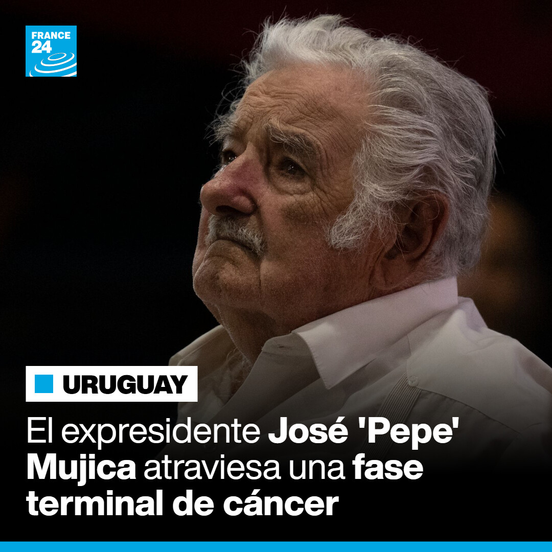 🇺🇾 El expresidente uruguayo José Mujica, de 89 años, atraviesa la fase "terminal" de un cáncer de esófago y recibe cuidados paliativos para evitar el dolor, confirmó su esposa, la exvicepresidenta Lucía Topolansky ➡️ f24.my/BABx