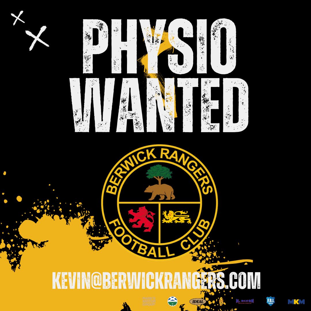Berwick Rangers (@officialbrfc) on Twitter photo ⚕️| Physiotherapist wanted
Berwick Rangers FC are looking for an enthusiastic physiotherapist to join our family-oriented and ambitious team for the 2025/26 season.
Please contact kevin@berwickrangers.com for more details or to submit an application.
🖤💛 ⚕️| Physiotherapist wanted
Berwick Rangers FC are looking for an enthusiastic physiotherapist to join our family-oriented and ambitious team for the 2025/26 season.
Please contact kevin@berwickrangers.com for more details or to submit an application.
🖤💛