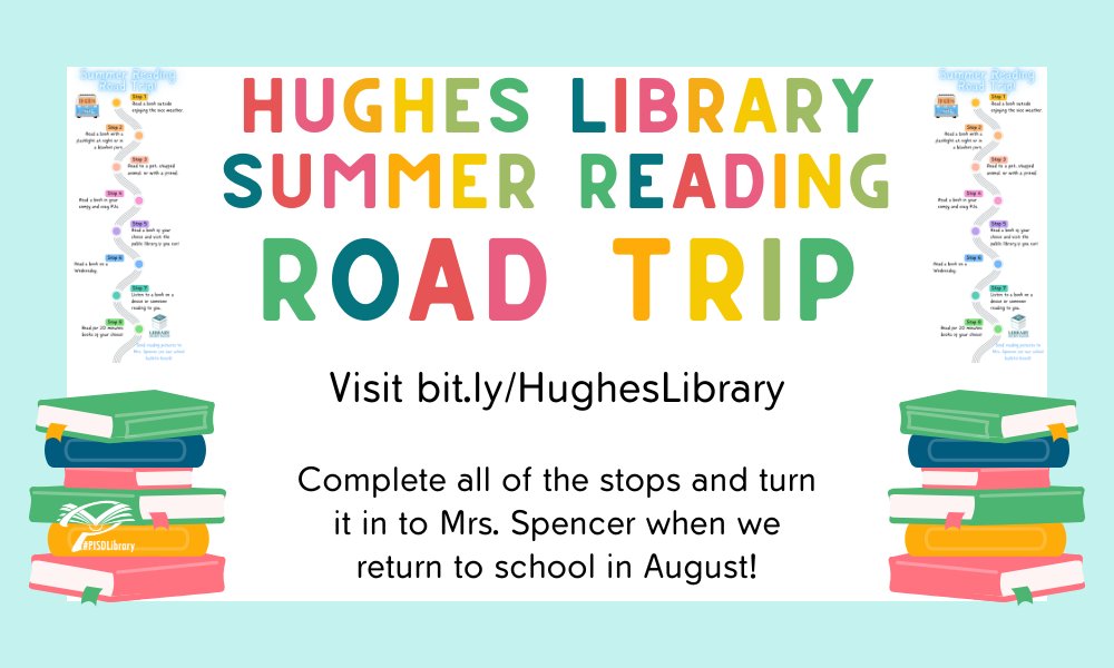 Hughes Elementary School (@hugheselem) on Twitter photo Hughes Library is happy to present our summer reading challenge! Click on the Summer Reading tab at bit.ly/HughesLibrary for more information! <a href="/PISD_Libraries/">Prosper ISD Library Services</a> Hughes Library is happy to present our summer reading challenge! Click on the Summer Reading tab at bit.ly/HughesLibrary for more information! <a href="/PISD_Libraries/">Prosper ISD Library Services</a>