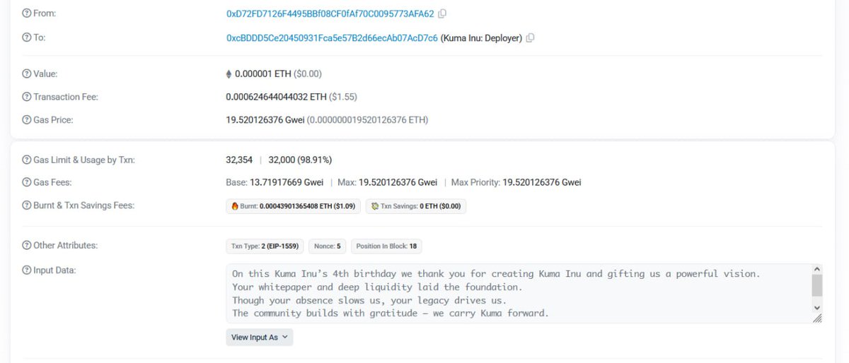 Today we howl together to thank those visionaries who broke the chains and made the first spark of a decentralized revolution.

<a href="/VitalikButerin/">vitalik.eth</a> , an inspiration in decentralization
etherscan.io/tx/0x398be5dfa…

<a href="/RyoshiResearch/">Ryoshi</a>  , teh one who lit teh flame
etherscan.io/tx/0xd42414809…