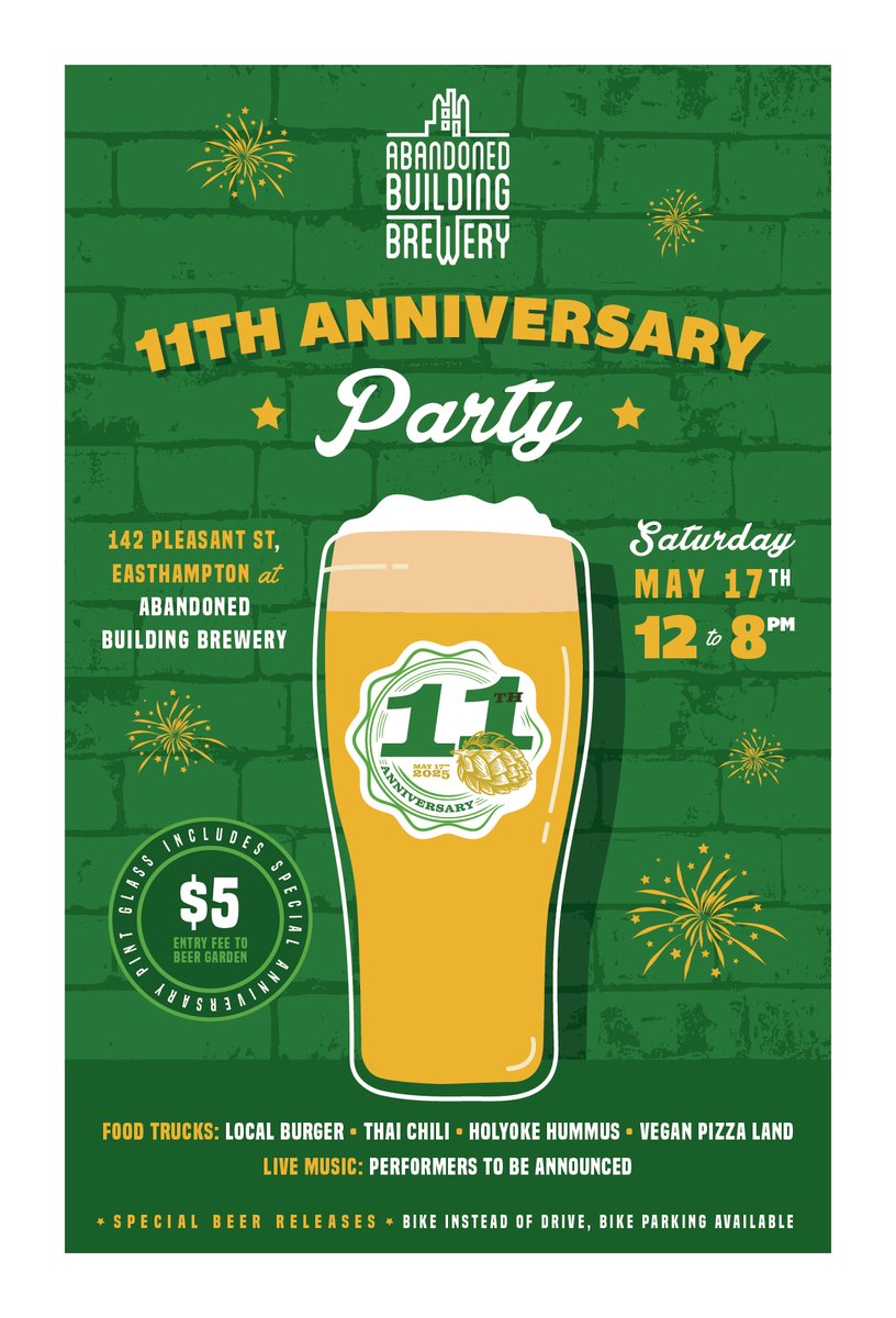 Mass. Brew Bros. (@massbrewbros) on Twitter photo Celebrate 11 Years of Beers with <a href="/ABBrewery/">Abandoned Building Brewery</a> this Saturday!
Details Here: massbrewbros.com/event/abandone… Celebrate 11 Years of Beers with <a href="/ABBrewery/">Abandoned Building Brewery</a> this Saturday!
Details Here: massbrewbros.com/event/abandone…