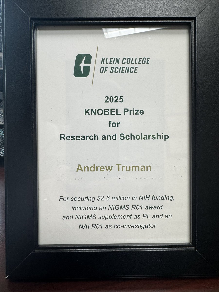 Andy Truman PhD (@trumanlab) on Twitter photo Grateful to have been awarded the first UNC Charlotte Klein College of Science award for Research and Scholarship (KNOBEL) 🔥🔥🔥 <a href="/UNCCBiology/">UNC Charlotte Biological Sciences</a> <a href="/unccharlotte/">UNC Charlotte</a> Grateful to have been awarded the first UNC Charlotte Klein College of Science award for Research and Scholarship (KNOBEL) 🔥🔥🔥 <a href="/UNCCBiology/">UNC Charlotte Biological Sciences</a> <a href="/unccharlotte/">UNC Charlotte</a>
