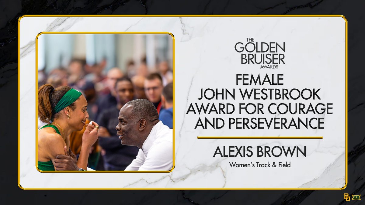Baylor_MBA's tweet image. We're so proud of current Full-Time #MBA student Alexis Brown on earning both the Female Student-Athlete of the Year and the Female John Westbrook Award for Courage and Perseverance at this year's Golden Bruiser Awards ceremony. Congrats, Alexis! #BaylorMBA