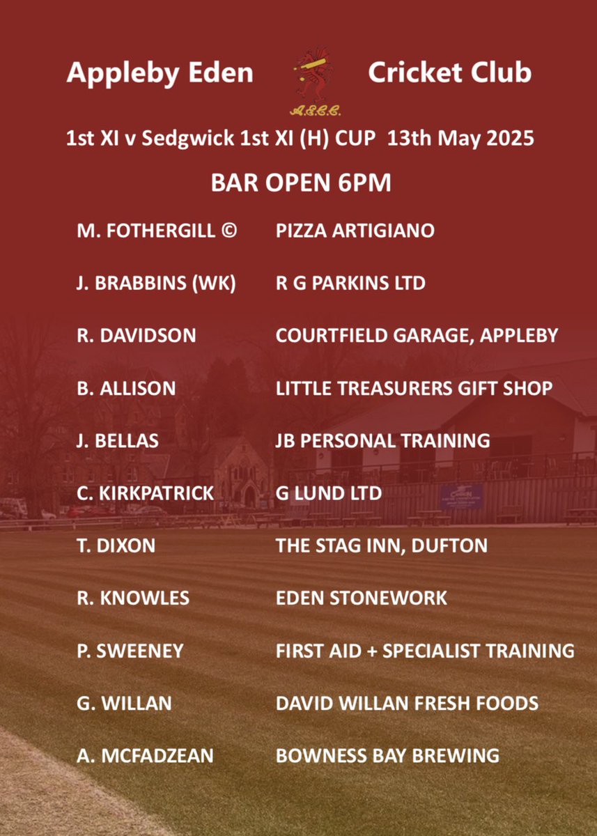 Busy week ahead for the senior teams…
Tuesday: 1st XI v Sedgwick (H) 6pm
Wednesday: Women &amp; Girls v Penrith (A) 6pm
Saturday: 1st XI v Shireshead (H) 1pm
2nd XI v Ulverston 2s (A) 1pm
Sunday: 1st XI v Burscough (A) 1pm
3rd XI v Ingleton 2s (H) 1pm