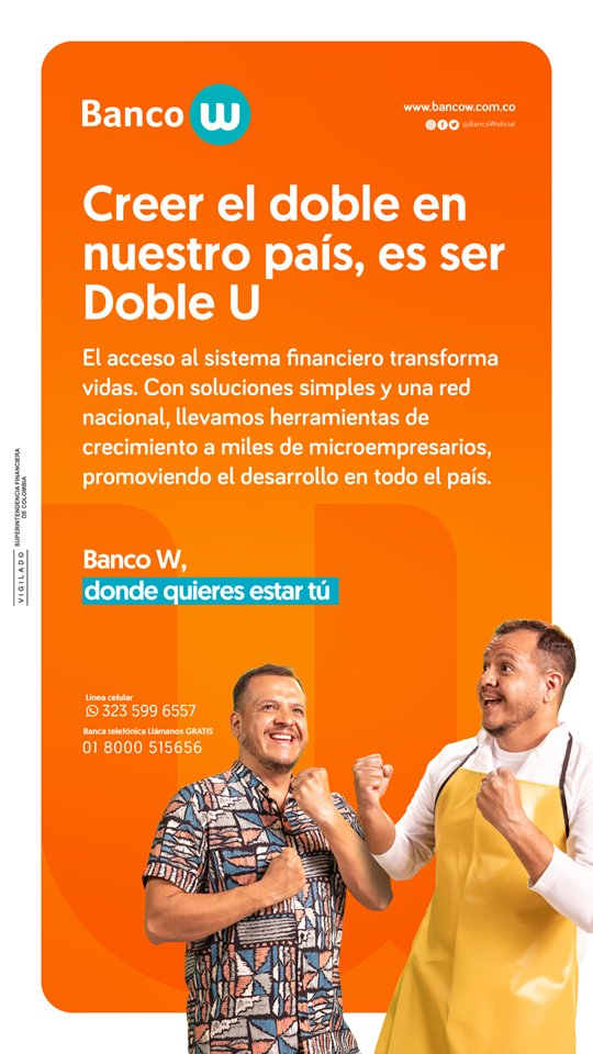 Juntos, llevamos oportunidades a miles de microempresarios con soluciones financieras accesibles. Conoce más de nuestra labor de inclusión financiera. #BancoW #BancoDobleU #DondeQuieresEstarTu #SolucionesUnicasParaPersonasUnicas #OrgulloW #Reputacion #InclusionFinanciera
