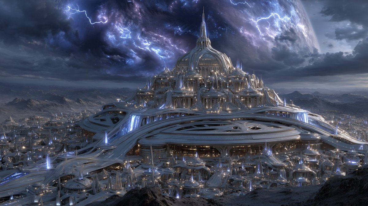 Synth_Cyborg's tweet image. The empire didn’t rise from the ground—it descended from the storm.

#GalacticEmpire #AlienArchitecture #SpaceArt #Stormworld