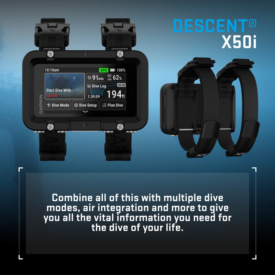 SportsandGadget's tweet photo. Garmin Descent X50i, Premium Dive Computer, 3"  Touchscreen Display, 20 ATM Dive-Rated, Leakproof Buttons, Surface GPS,  Dive Compass 010-02853-00

To buy: https://t.co/p9atPAKKdS

#GarminDescentX50i #DiveComputer #GarminDive #DiveGear #ScubaLife #DiveWithConfidence #Garmin https://t.co/Cce9aDQP0p