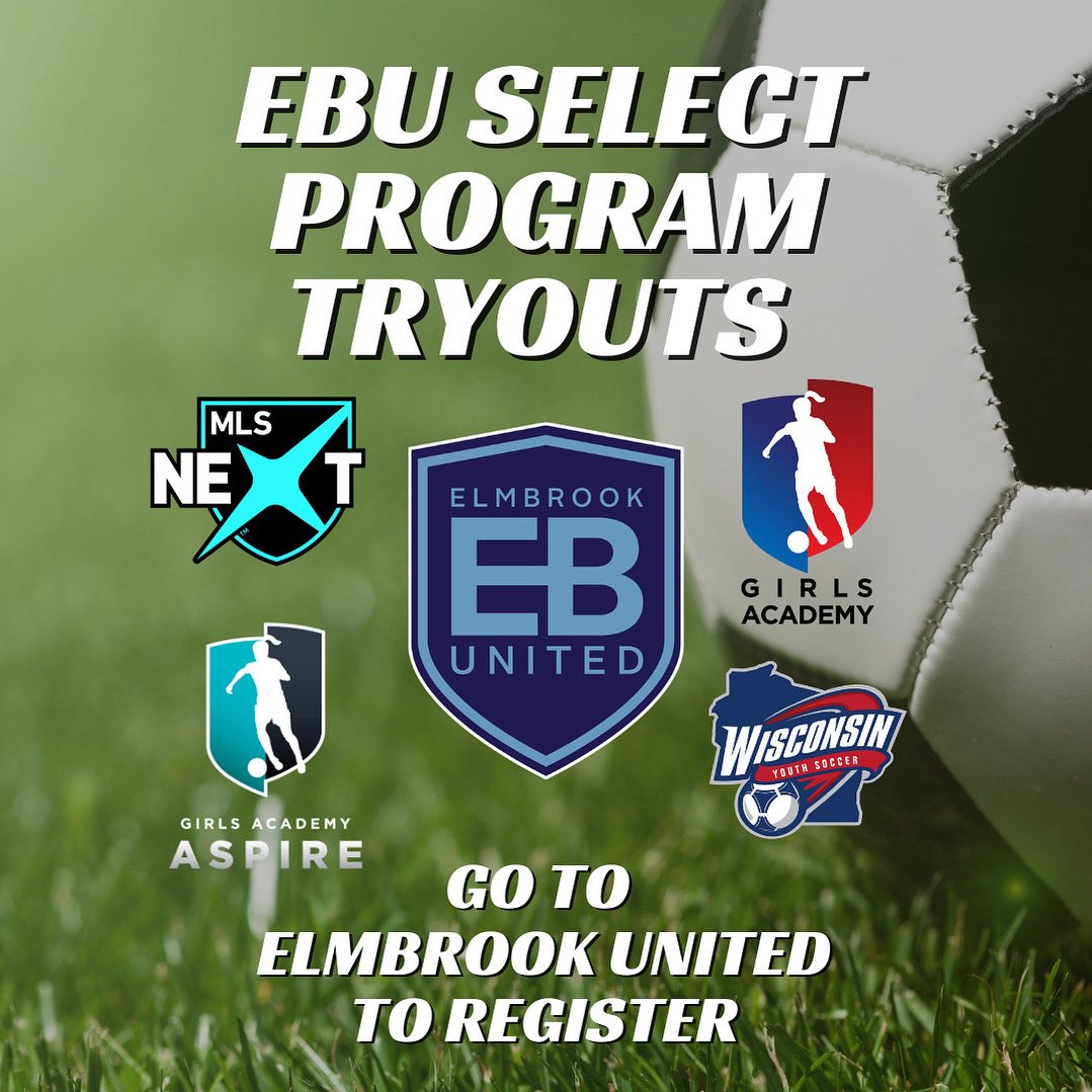 Excited to announce that Elmbrook United Select tryout registration is open! Go to Elmbrook United to register.