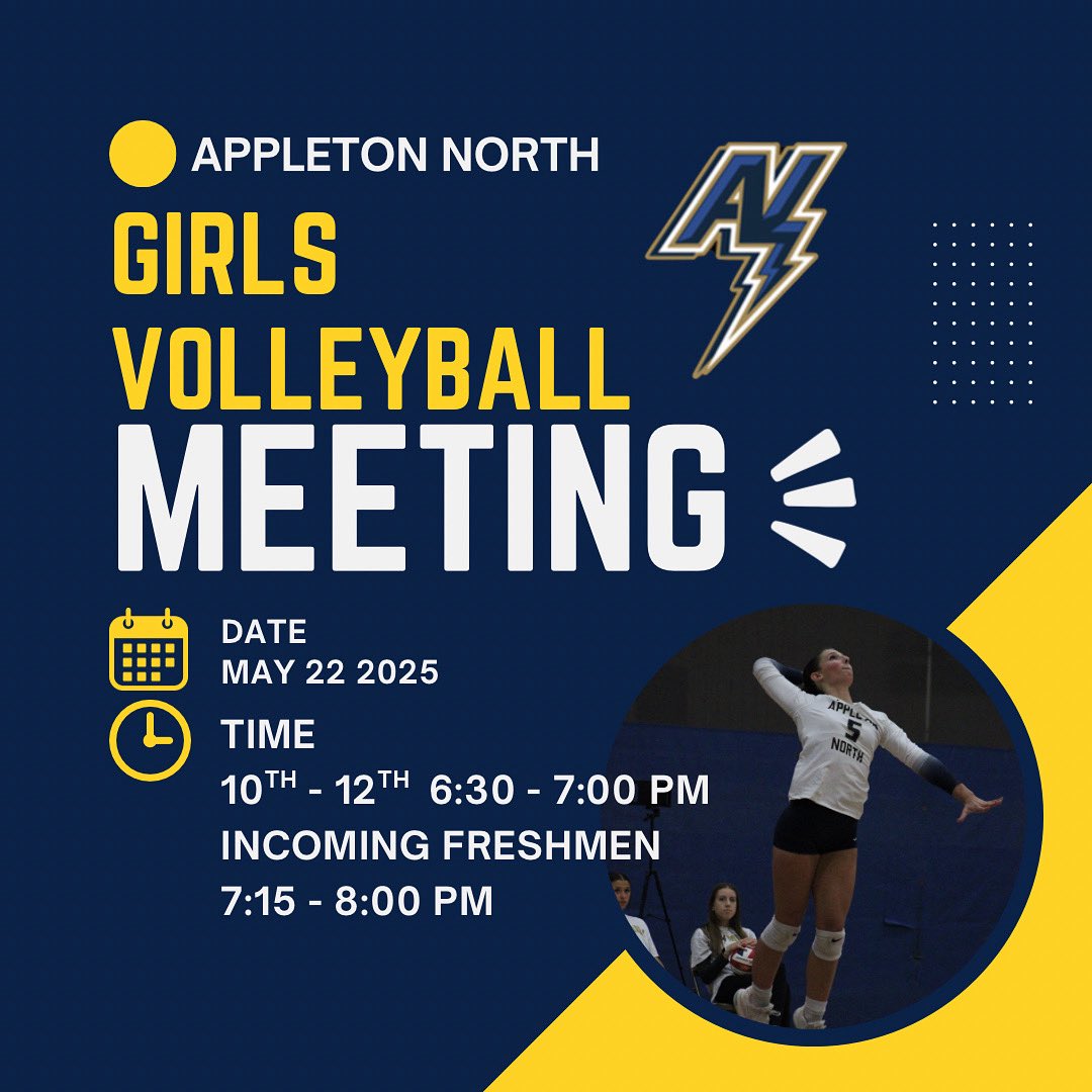 Meeting May 22nd for High School Volleyball Players. The meeting will be held in the Auditorium. Check the post details on times.