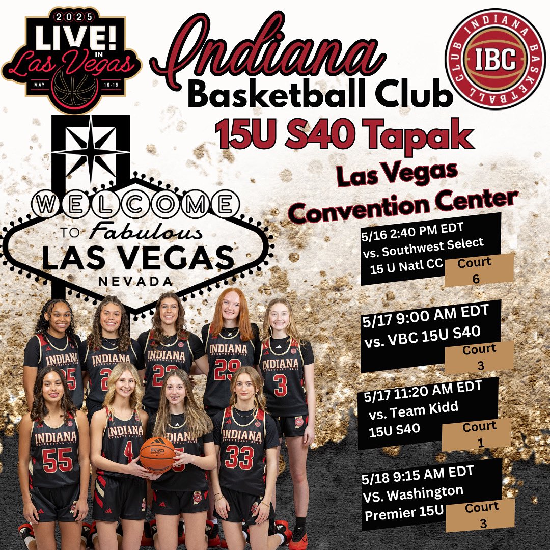 Indiana Basketball Club 15U S40 (@ibcwbb15us40) on Twitter photo The girls from the “Hoosier” state are heading to Live! In Las Vegas! 🏀Playing new teams and taking in The City of Lights! 🎰 <a href="/IBCWBB/">Indiana Basketball Club</a> <a href="/SelectEventsBB/">Select Events Basketball</a>
<a href="/washmyjourney/">Journey Washington</a> <a href="/Leilaw3lls/">Leila Wells</a> <a href="/HaleyWagoner23/">Haley Wagoner</a> <a href="/HalleMoore28/">HalleMoore</a> <a href="/lilstapak3/">Lillia Tapak</a> <a href="/AmeliaR2028/">Amelia Richter</a> <a href="/LilaBusenbark/">Lila Busenbark</a> <a href="/AveryS39058/">Avery Schwartzman</a> <a href="/KatharineLehr33/">Kate Lehr</a> The girls from the “Hoosier” state are heading to Live! In Las Vegas! 🏀Playing new teams and taking in The City of Lights! 🎰 <a href="/IBCWBB/">Indiana Basketball Club</a> <a href="/SelectEventsBB/">Select Events Basketball</a>
<a href="/washmyjourney/">Journey Washington</a> <a href="/Leilaw3lls/">Leila Wells</a> <a href="/HaleyWagoner23/">Haley Wagoner</a> <a href="/HalleMoore28/">HalleMoore</a> <a href="/lilstapak3/">Lillia Tapak</a> <a href="/AmeliaR2028/">Amelia Richter</a> <a href="/LilaBusenbark/">Lila Busenbark</a> <a href="/AveryS39058/">Avery Schwartzman</a> <a href="/KatharineLehr33/">Kate Lehr</a>