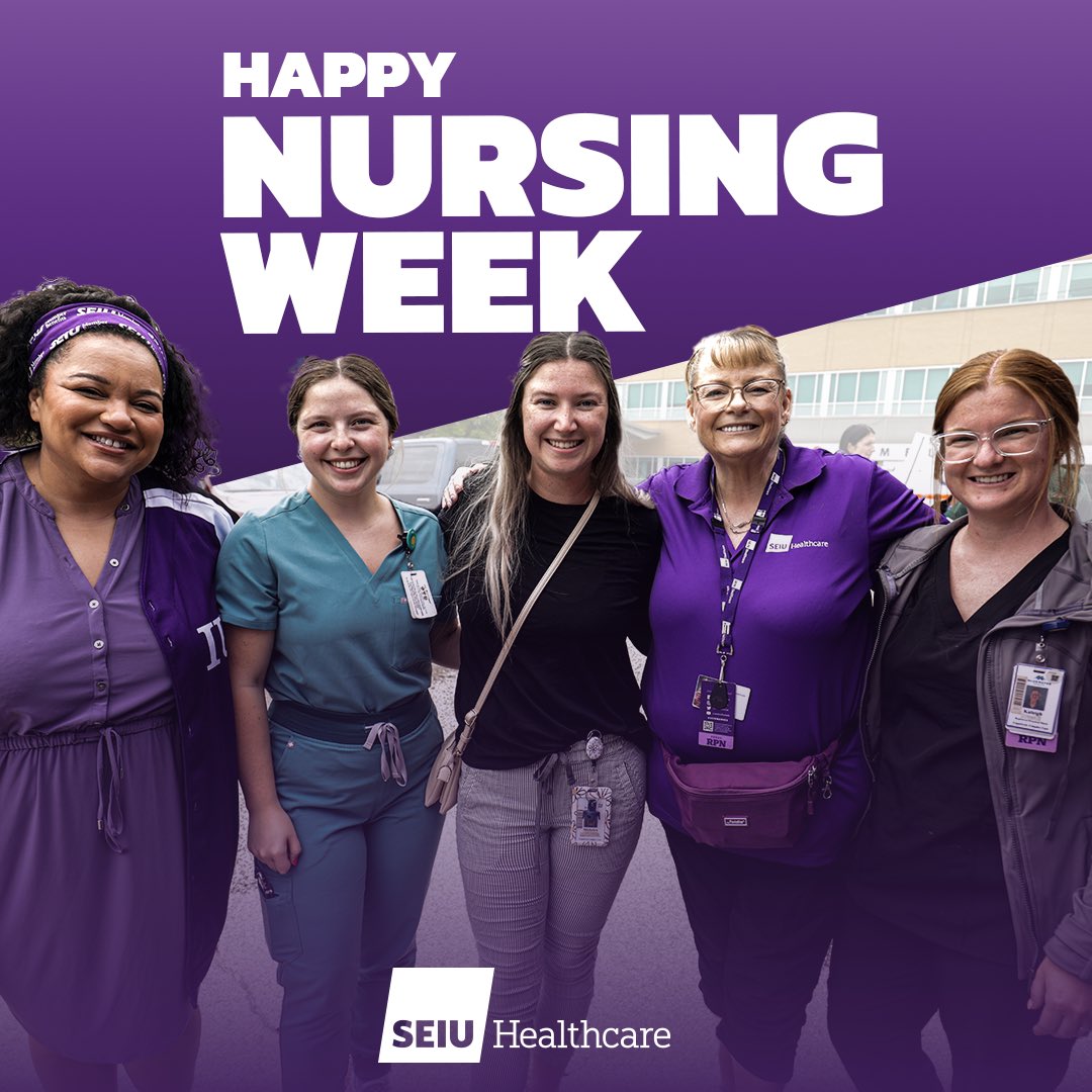 SEIUHealthCan's tweet image. Happy Nursing Week 2025! 💜🎉
This week, we celebrate all SEIU Healthcare nurses—across every designation—leading with strength, compassion, and solidarity on the frontlines of care.
With 200+ events across the province, we're showing the power of our union.
Stay tuned all…