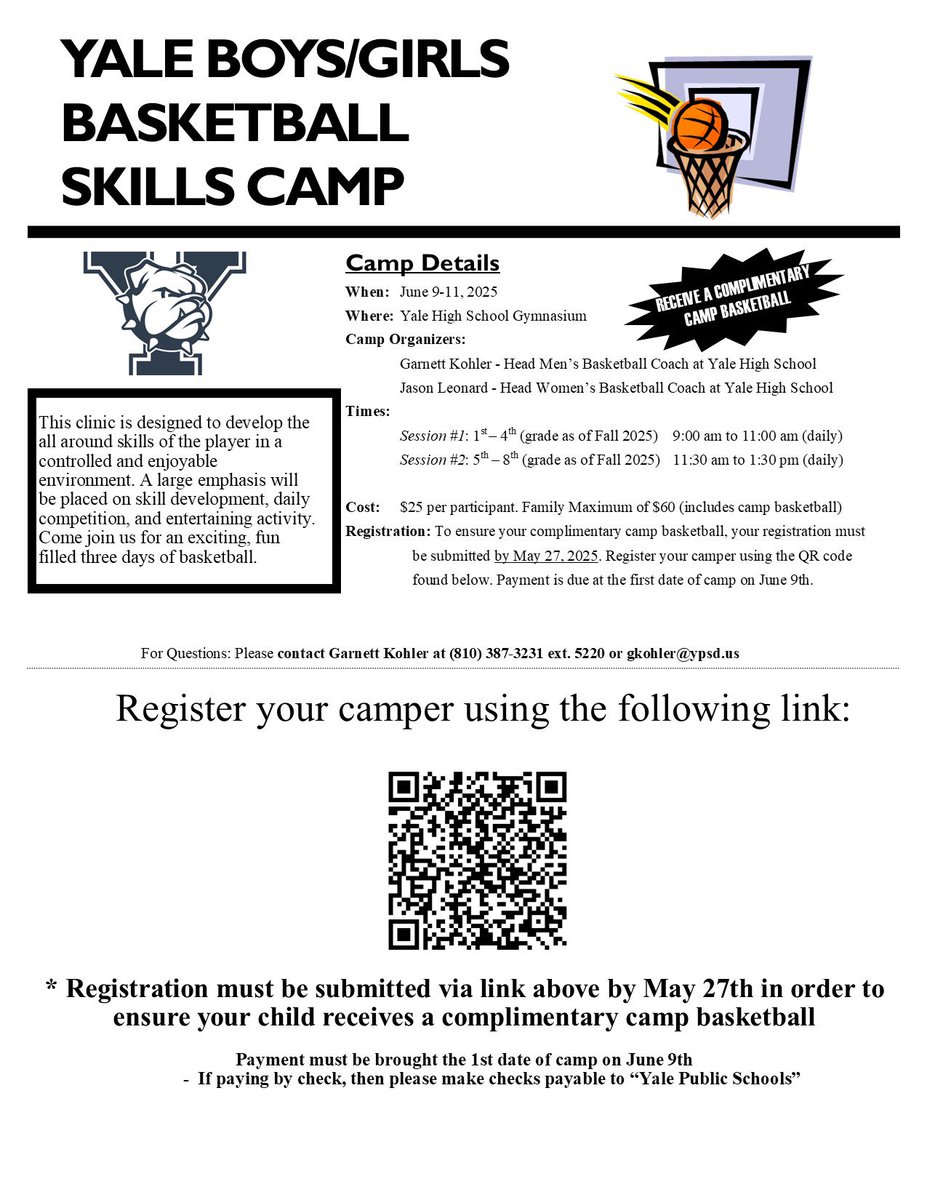 We hope to see all the Yale hoopers at this summer’s skills camp. Go Dogs!