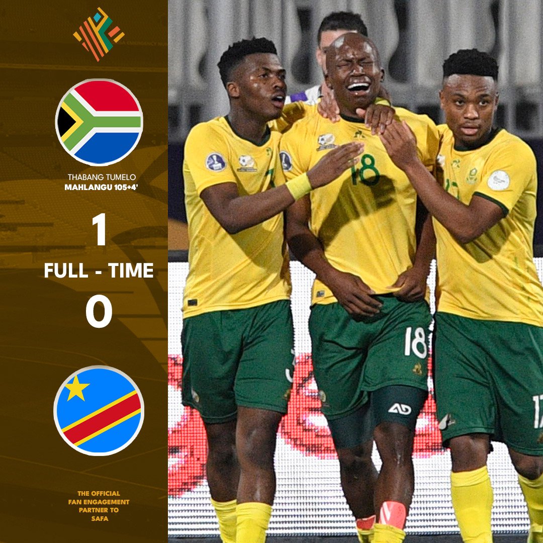 pefmo_za's tweet photo. Amajita have done it. The boys beat DRC 1-0 in the U20 Afcon quarter-final and will be heading to the World Cup.

#sechabakaofela #Amajita #U20Afcon #AfricanFootball #bafanabafana https://t.co/r24Rbunnn7