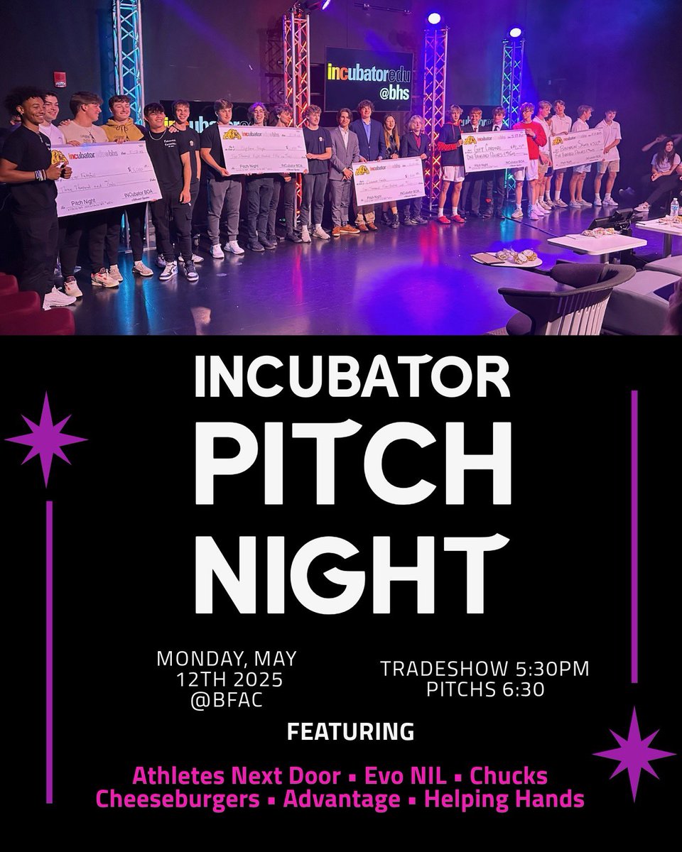 INCubatorBHS's tweet image. Here We Go! @BataviaHS @BataviaFineArts 
5:30 doors open-Tradeshow 
6:30 Pitch Night