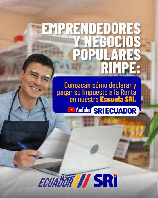 RonaldDomingz_'s tweet photo. ¡En nuestra #EscuelaSRI!

Aprende cómo declarar y pagar tu #ImpuestoALaRenta si eres persona natural que pertenece al Rimpe:

🟢Negocio popular.
🟢Emprendedor.

Mira aquí: https://t.co/eqBmVIr7J6 

#ElNuevoEcuador https://t.co/ta9YUqSXK9