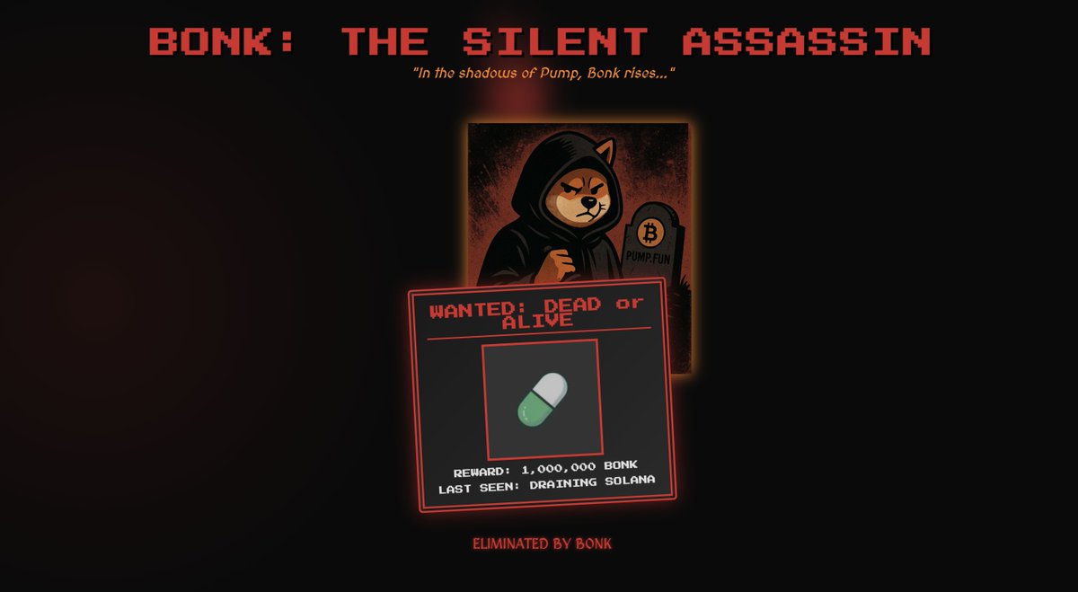 dekrpt's tweet photo. $BRED - Bonk's Redemption doesn’t knock.
It enters through the shadows, takes the bag, and vanishes.
No roadmap. No mercy.
Just silent kills and pump-filled chills.
The silent assassin has arrived.
🔪 https://t.co/kMEX9KElCG
#BONK #PumpFun #Solana #CryptoAssassin #LetsBONK @bonkfun @bonk_inu @theunipcs @SolportTom @solana