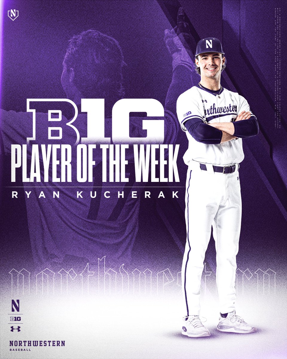 Northwestern Baseball (@nucatsbaseball) on Twitter photo Big Ten Player of the Week 🏅
<a href="/Ryankucherak/">Ryan Kucherak</a> earns <a href="/B1Gbaseball/">Big Ten Baseball</a> honors after a standout weekend against Ohio State! Big Ten Player of the Week 🏅
<a href="/Ryankucherak/">Ryan Kucherak</a> earns <a href="/B1Gbaseball/">Big Ten Baseball</a> honors after a standout weekend against Ohio State!