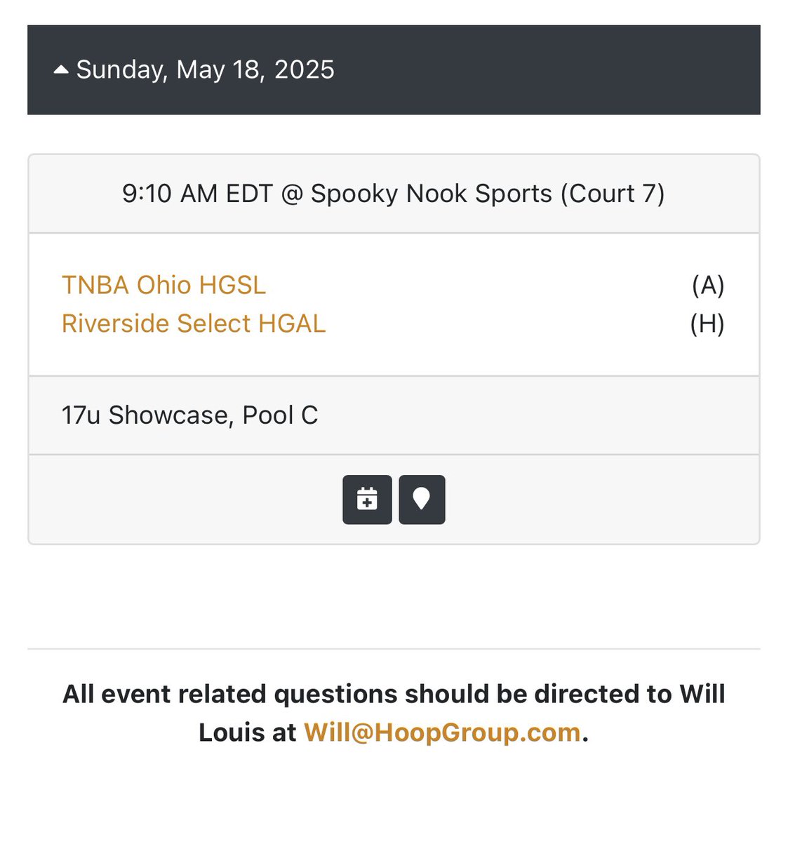 Nando Mirarchi (@2026nando) on Twitter photo Look forward to the <a href="/HGSL_HoopGroup/">HGSL</a> Live Period and will be with <a href="/TNBA17UHGSL/">TNBA OH 17-U-HGSL</a> in Spooky Nook in Manheim PA. Schedules attached
<a href="/CoachLynchCP/">Coach Lynch</a>
<a href="/CPRamblerHoops/">Cathedral Prep Basketball</a> <a href="/tcjones2007/">T.C. Jones</a> <a href="/HoopGroupEamonn/">Eamonn Mahar</a> <a href="/Uorangemen2/">Coach Davis Sr, 25yrs plus experience</a> Look forward to the <a href="/HGSL_HoopGroup/">HGSL</a> Live Period and will be with <a href="/TNBA17UHGSL/">TNBA OH 17-U-HGSL</a> in Spooky Nook in Manheim PA. Schedules attached
<a href="/CoachLynchCP/">Coach Lynch</a>
<a href="/CPRamblerHoops/">Cathedral Prep Basketball</a> <a href="/tcjones2007/">T.C. Jones</a> <a href="/HoopGroupEamonn/">Eamonn Mahar</a> <a href="/Uorangemen2/">Coach Davis Sr, 25yrs plus experience</a>