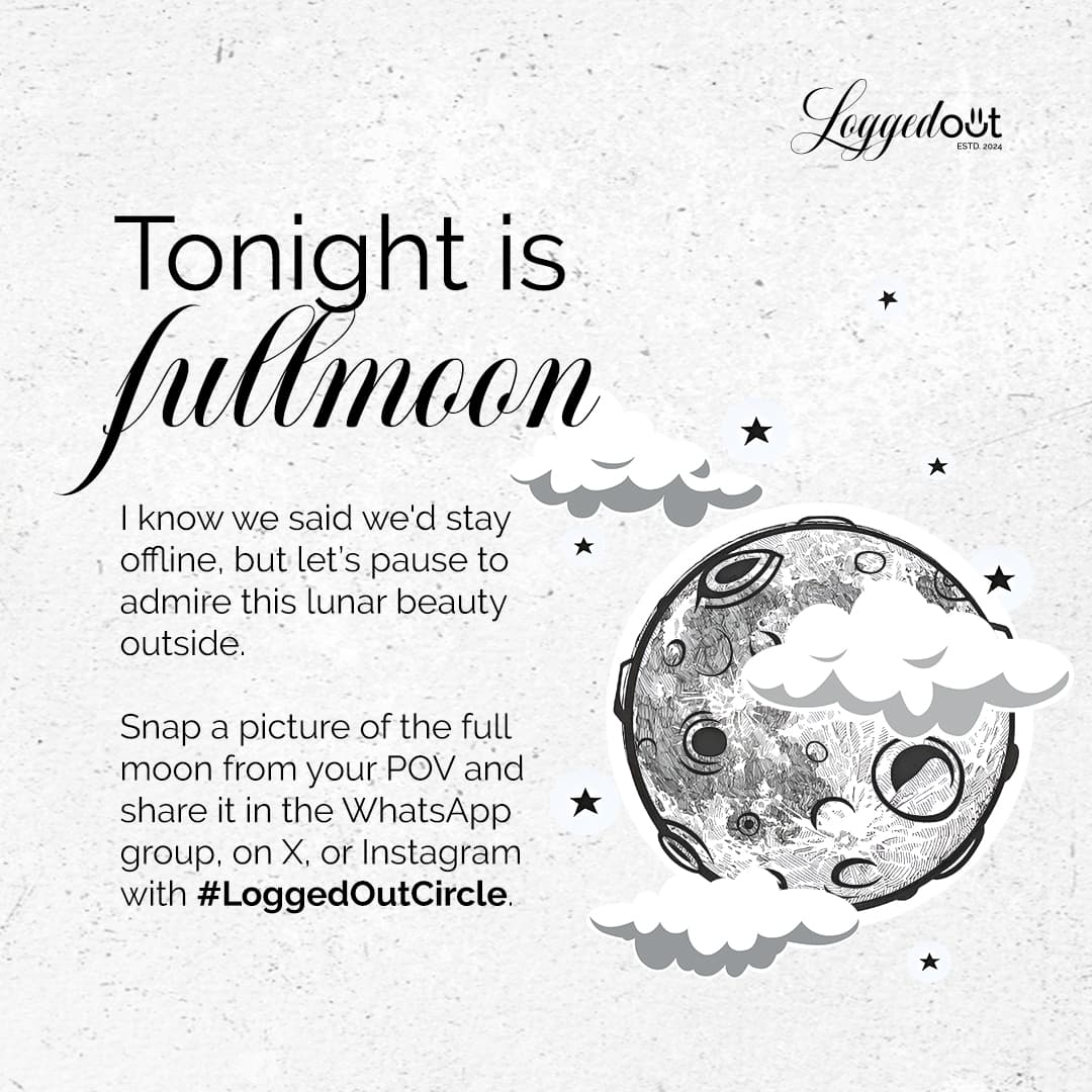loggedoutcircle's tweet photo. Tonight we trade blue light for moonlight....go outside and look up the sky π
#loggedoutcircle #loggedout https://t.co/kYtK4ztI3y