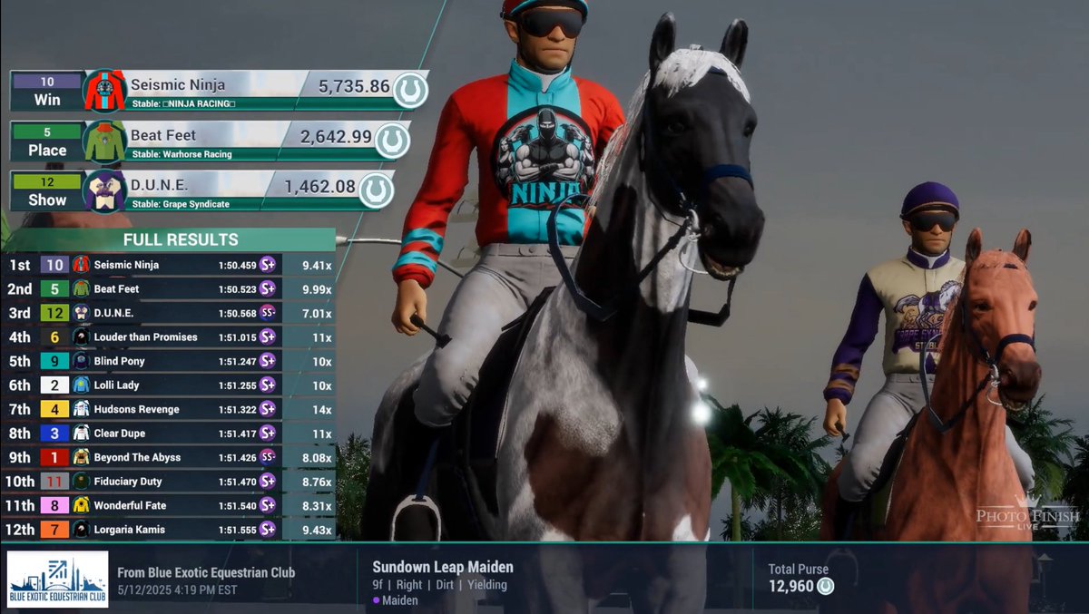 My dairy cow filly show-horse SEISMIC NINJA wins her first race start! <a href="/photofinishgame/">Photo Finish™ LIVE 🌹 🐎 Virtual Horse Racing</a> <a href="/PhotoFinishBot/">PFL GPT</a> #pfl