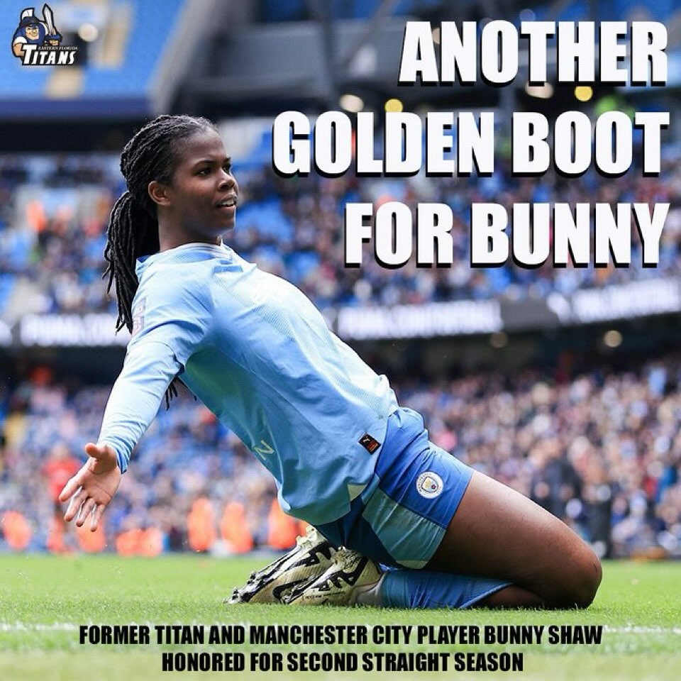 Former Titan Bunny Shaw has done it again! She earned the Barclays Women’s Super League Golden Boot for the second straight season, scoring 12 goals in 14 matches for Manchester City. A record-breaker, a trailblazer, &amp; forever a Titan. 💙⚽
Learn more: efsc.edu/SportsNews25