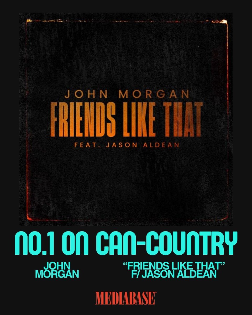 Good company and great music! 🍻 John Morgan's 'Friends Like That' featuring Jason Aldean has topped the Canada Country chart! Cheers to friendship and No. 1 hits! 

#JohnMorgan #FriendsLikeThat #NewNo1 #Mediabase