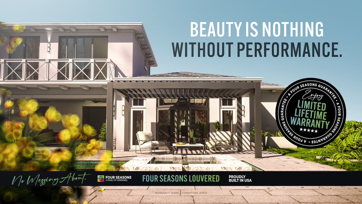 At Four Seasons, beauty means nothing without performance.

Our louvered systems seamlessly blend striking aesthetics with unmatched functionality, setting a new standard in design and innovation.