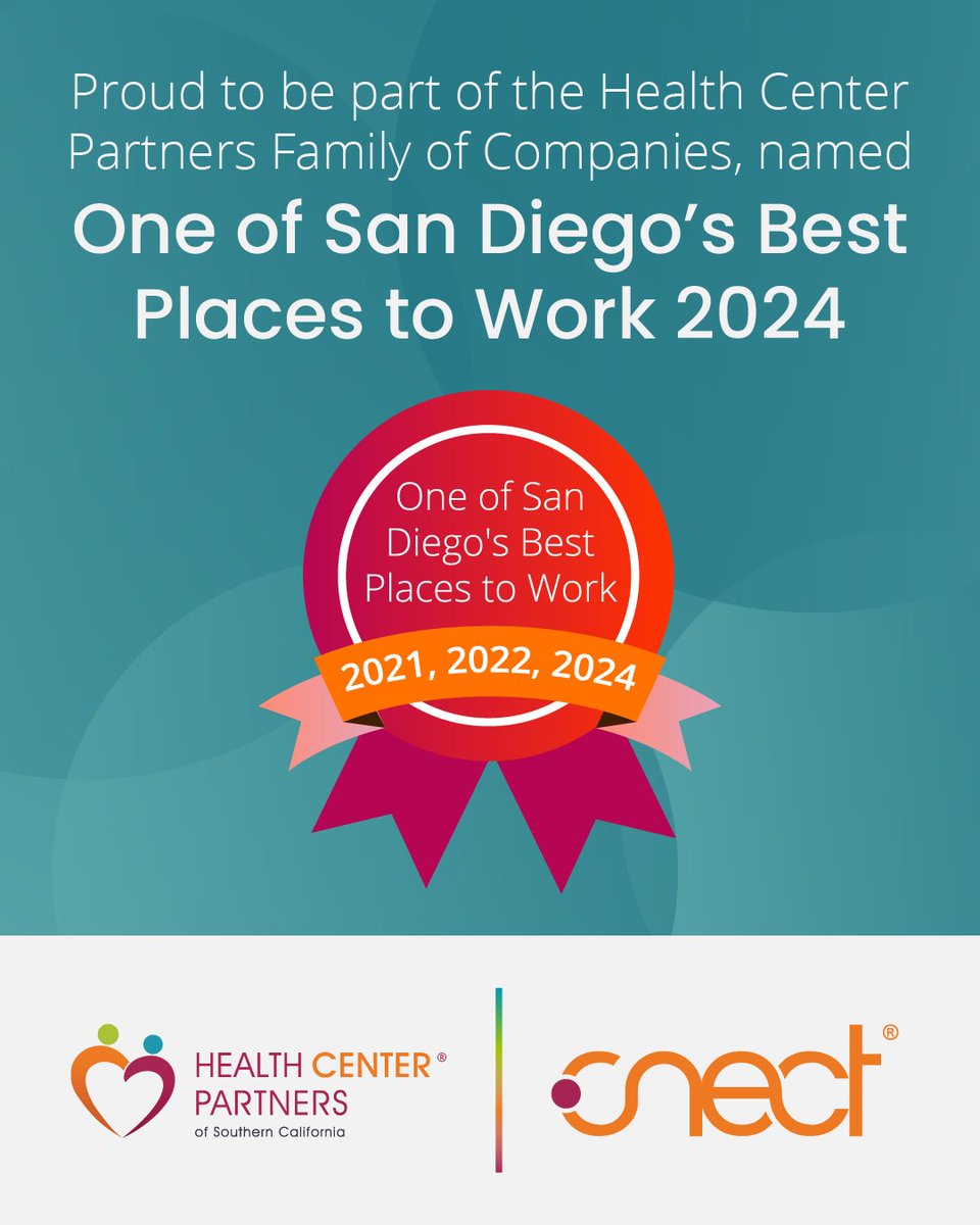 Last year, for the third time in four years, Health Center Partners was named one of the best places to work in San Diego based on employee feedback! We're so grateful to all our staff for their unwavering dedication to serving our members. Read more: hubs.ly/Q03k700c0