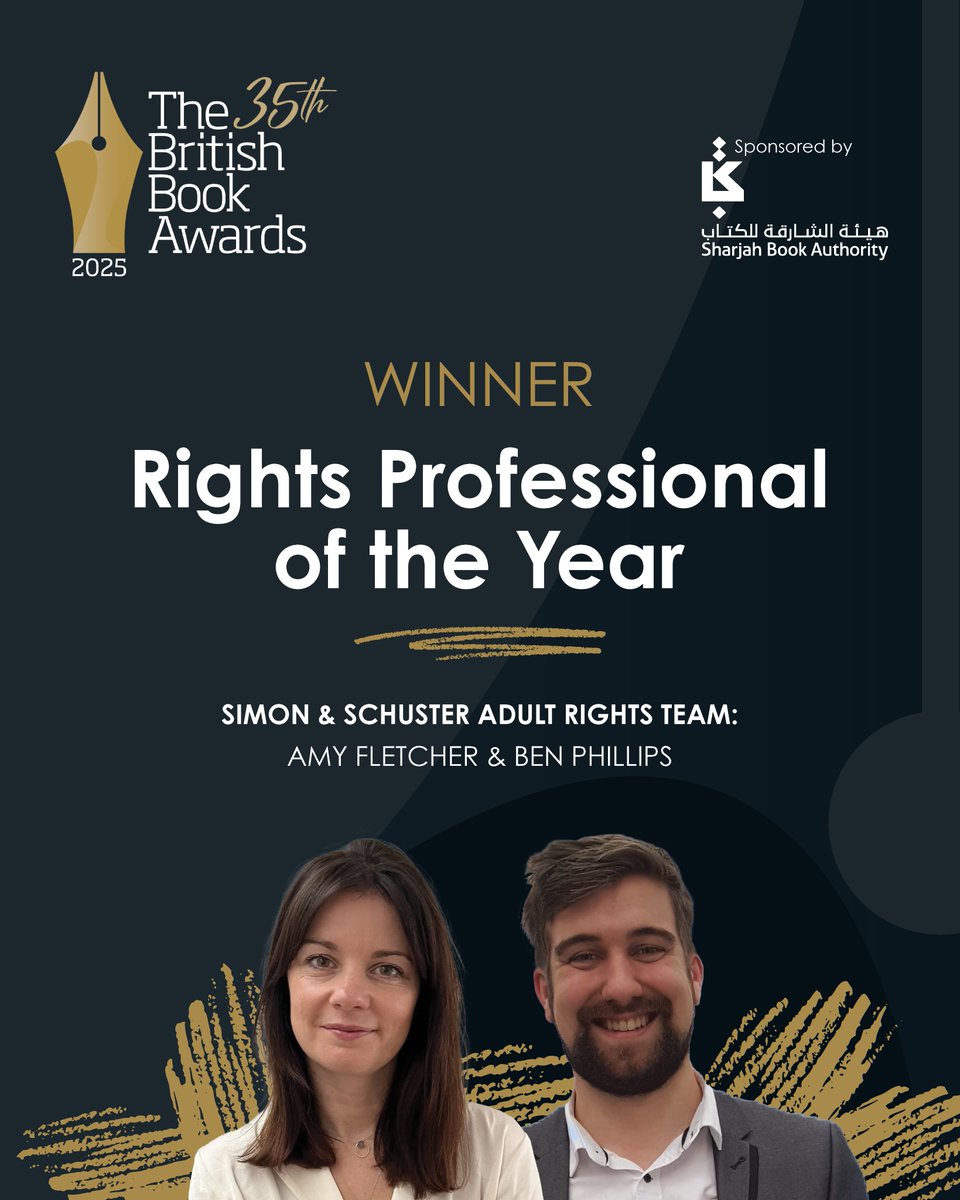 The Bookseller (@thebookseller) on Twitter photo The winner of Rights Professional of the Year (sponsored by <a href="/SharjahBookAuth/">Sharjah Book Authority</a>) is <a href="/simonschusterUK/">Simon & Schuster UK</a> Adult Rights Team: Amy Fletcher & Ben Phillips ✨
With more than 600 deals in 2024, they doubled rights income and nearly quadrupled translation deals #Nibbies #BritishBookAwards The winner of Rights Professional of the Year (sponsored by <a href="/SharjahBookAuth/">Sharjah Book Authority</a>) is <a href="/simonschusterUK/">Simon & Schuster UK</a> Adult Rights Team: Amy Fletcher & Ben Phillips ✨
With more than 600 deals in 2024, they doubled rights income and nearly quadrupled translation deals #Nibbies #BritishBookAwards