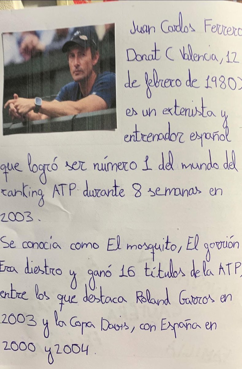 Mandan en el cole un FOLLETO, y Leo lo hace de Academia deJuan Carlos Ferrero. 

Su pasión por el tenis es asombrosa. 

🎾

<a href="/juankiferri/">juan carlos</a> <a href="/tennis_equelite/">Ferrero Tennis Academy UK</a>