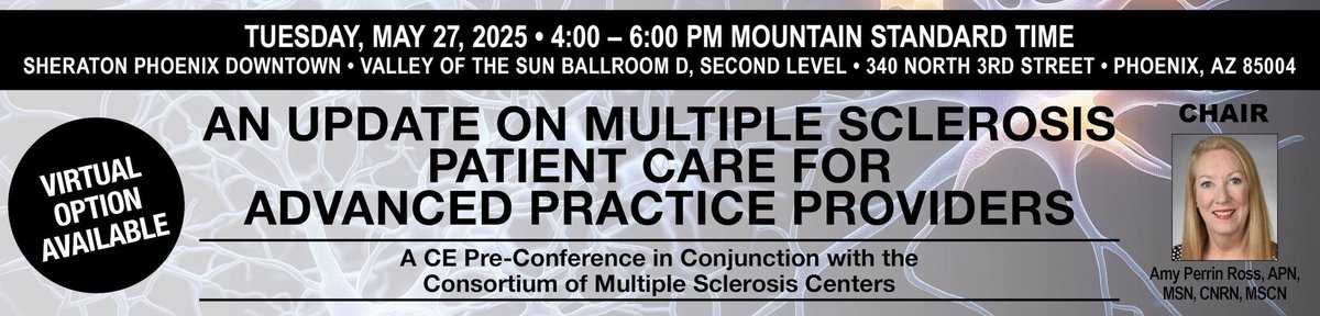 Register for a live/virtual #MS #CE course for APPs on Tues May 27th @ 4 pm MST before #CMSC25. 
 
For more info &amp; to register for this free program: academiccme.com/PreCMSC25

#CMSC2025