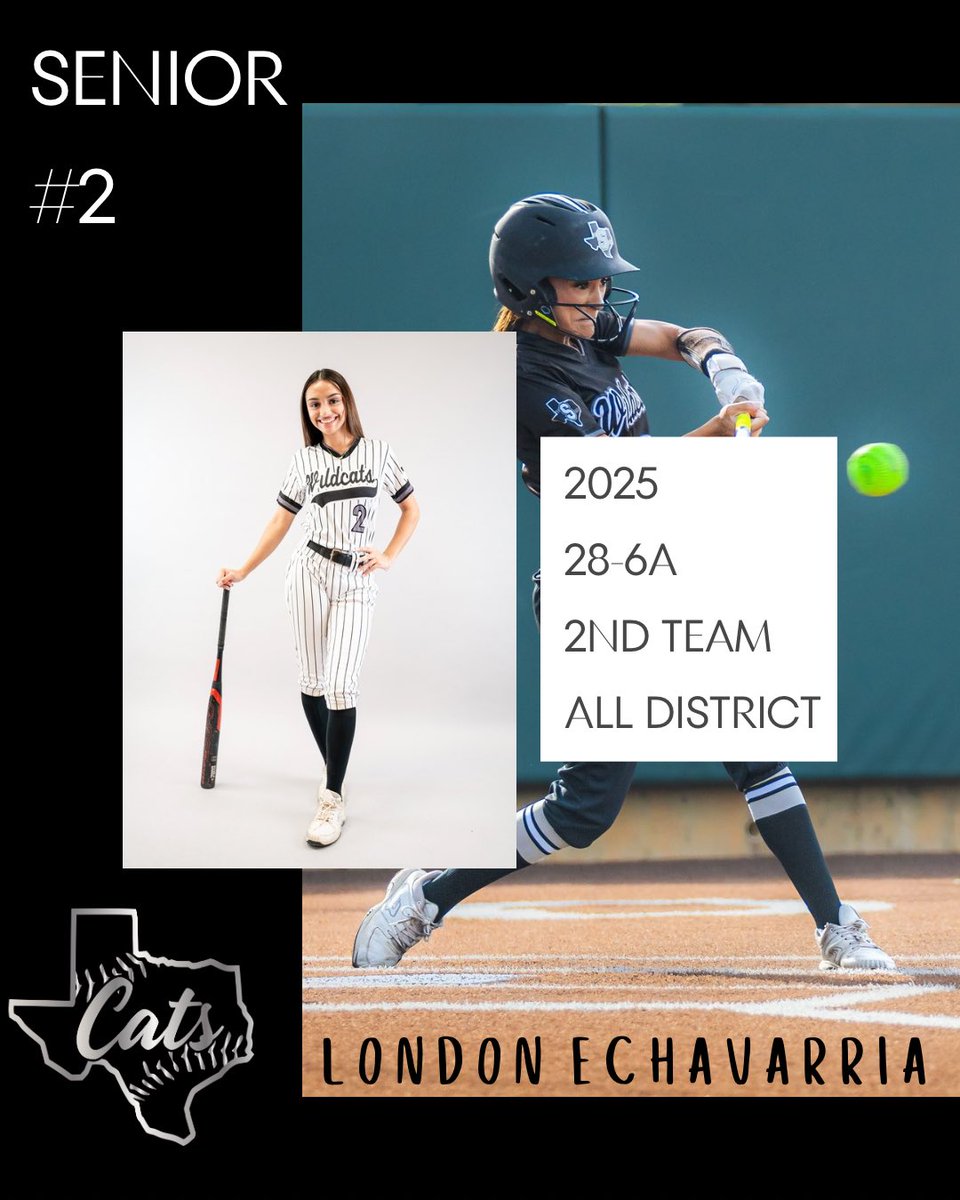 Congrats to our SENIOR, London Echavarria, for earning 2nd Team All District this season! 🥎🖤🩶🐾