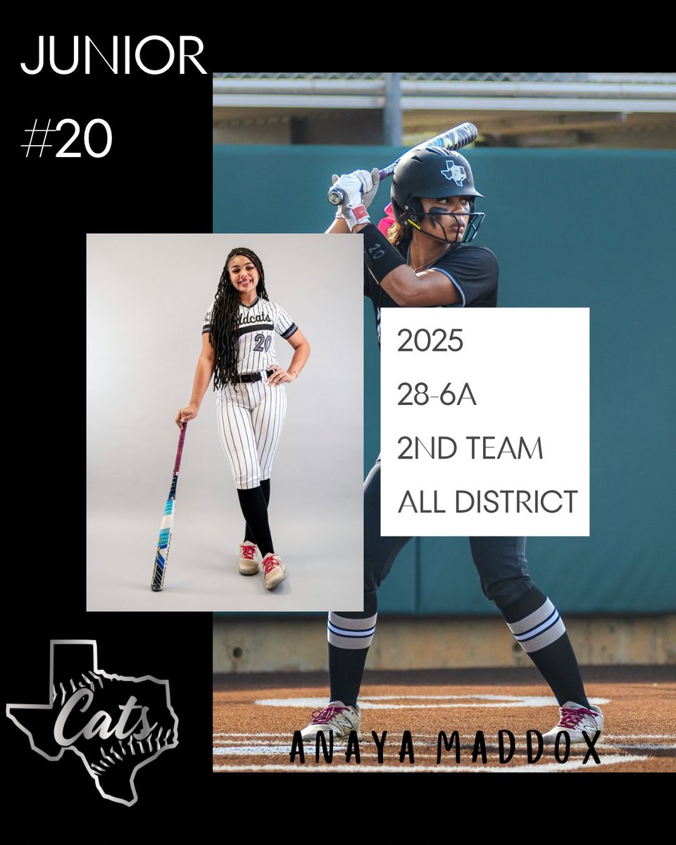 Congrats to our junior, Anaya Maddox, for earning 2nd Team All District this season! 🥎🖤🩶🐾
