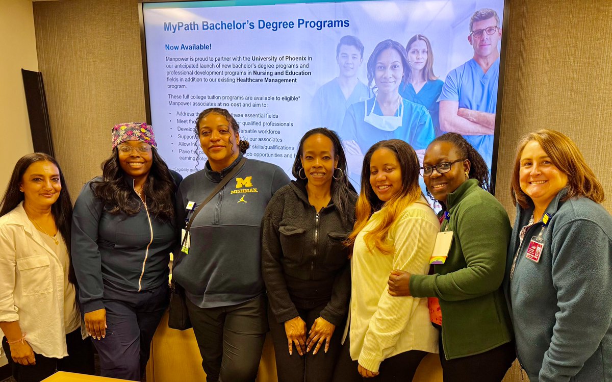 ManpowerA2's tweet image. On April 24th, Wendy Willford and Nimo Shah had the opportunity to visit the Patient Attendant workforce at Michigan Medicine to introduce the new nursing degree under MyPath’s tuition program! The presentation sparked a wave of enthusiasm and curiosity among the attendees!