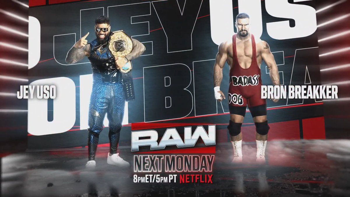 WWE (@wwe) on Twitter photo BREAKING: World Heavyweight Champion Jey Uso faces <a href="/bronbreakkerwwe/">Bronson Steiner</a> in a non-title match next Monday on #WWERaw!
๐ GREENVILLE
๐๏ธ ticketmaster.com/event/2D006255โฆ BREAKING: World Heavyweight Champion Jey Uso faces <a href="/bronbreakkerwwe/">Bronson Steiner</a> in a non-title match next Monday on #WWERaw!
๐ GREENVILLE
๐๏ธ ticketmaster.com/event/2D006255โฆ