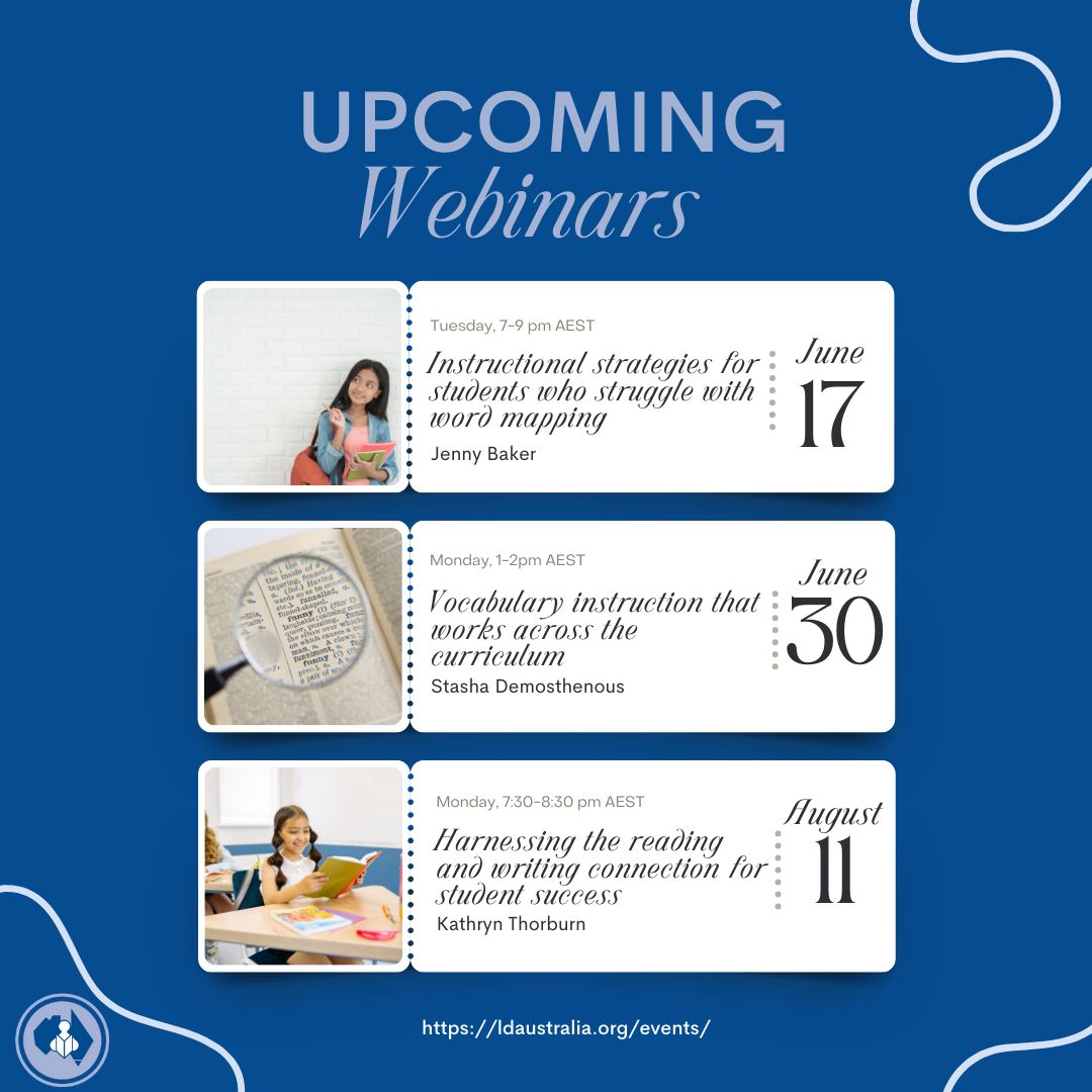 📚 Learning difficulties is the business of every teacher!

At LDA, our mission is to support effective teaching for every student experiencing a learning difficulty.

 🗓 Check out the upcoming weinars here: ldaustralia.org/events/

 🎥 All sessions are recorded