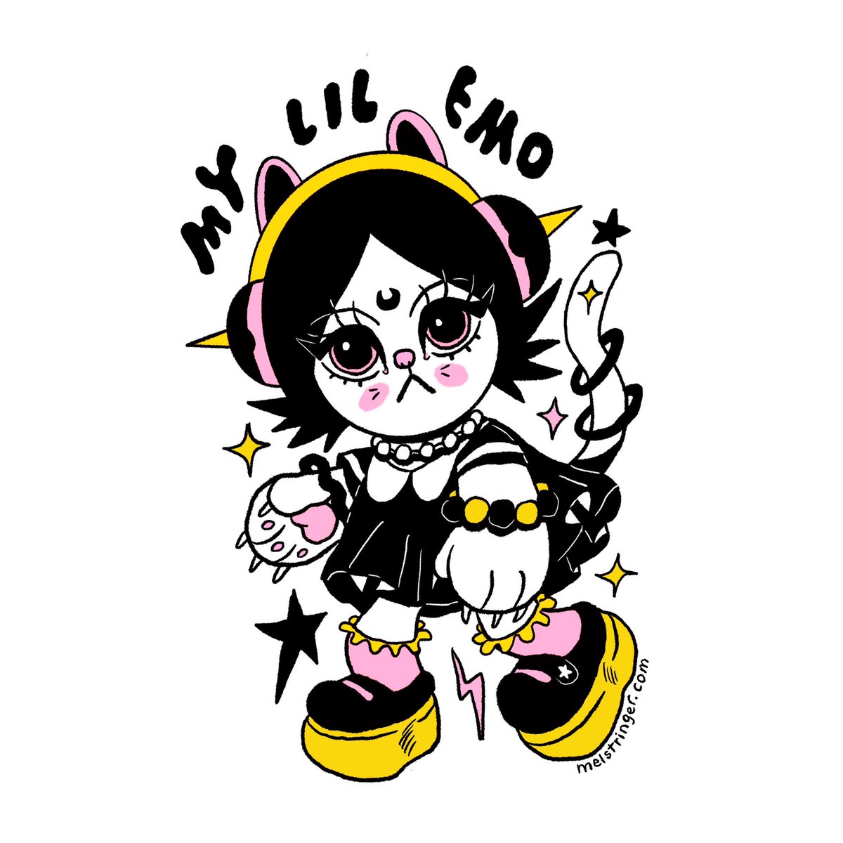 melstringerart's tweet image. My little #emo - vinyl sticker for my art club members xxx