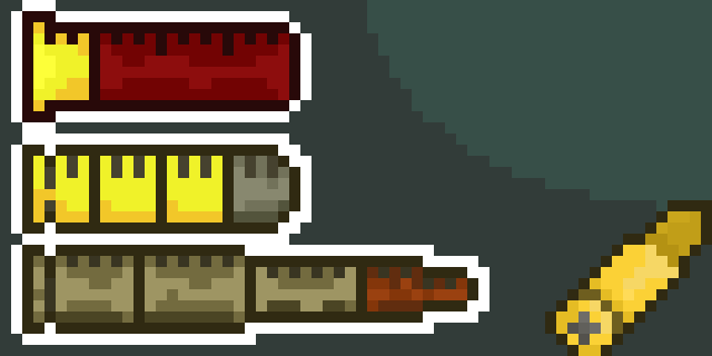 F404XdoesARTS's tweet photo. Do you like bullets? So, take a look!

Bullet-style progress bars for 3 styles.
Shotgun ammunition
Short ammunition
Long ammunition

#pixelart #gun #art #ammo #ammunition #bars #rpg https://t.co/0Fm3P9UqQ0