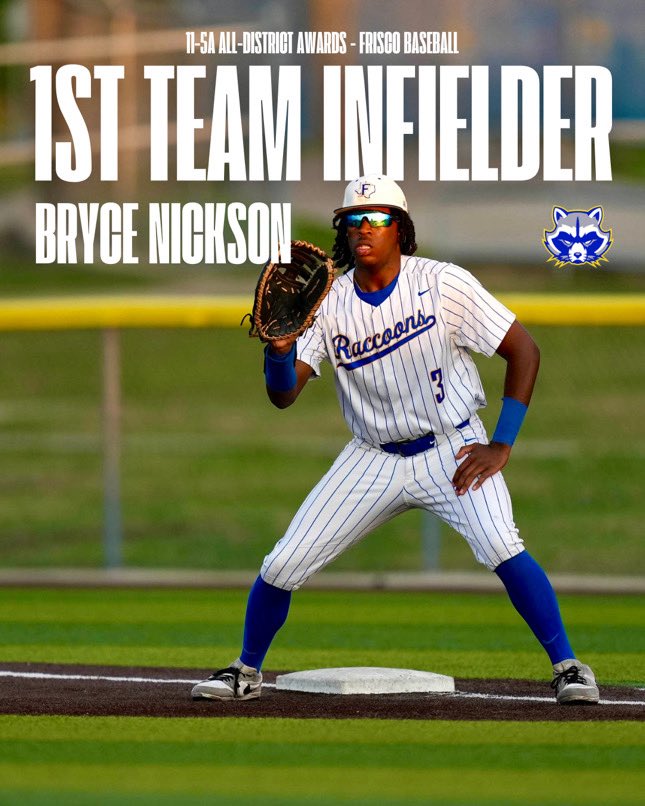 Raccoon Baseball (@raccoonbaseball) on Twitter photo First team All-District Infielder
From Day 1 to District’s Best — Bryce left a legacy in the infield all during his tenure!☄️
<a href="/hankcasey26/">Coach Casey</a> <a href="/FHSRaccoons/">Frisco High School</a> @FriscoISDSports
#parkwoodboys #allin_raccoons #friscoraccoons #friscobaseball #alldistrict First team All-District Infielder
From Day 1 to District’s Best — Bryce left a legacy in the infield all during his tenure!☄️
<a href="/hankcasey26/">Coach Casey</a> <a href="/FHSRaccoons/">Frisco High School</a> @FriscoISDSports
#parkwoodboys #allin_raccoons #friscoraccoons #friscobaseball #alldistrict