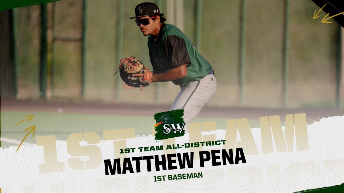 Dragon Baseball (@swhs_bsb) on Twitter photo First one to show up and last one to leave! Congratulations to Matthew Peña on being named 1st Team All-District 1st Baseman! 🤖 First one to show up and last one to leave! Congratulations to Matthew Peña on being named 1st Team All-District 1st Baseman! 🤖