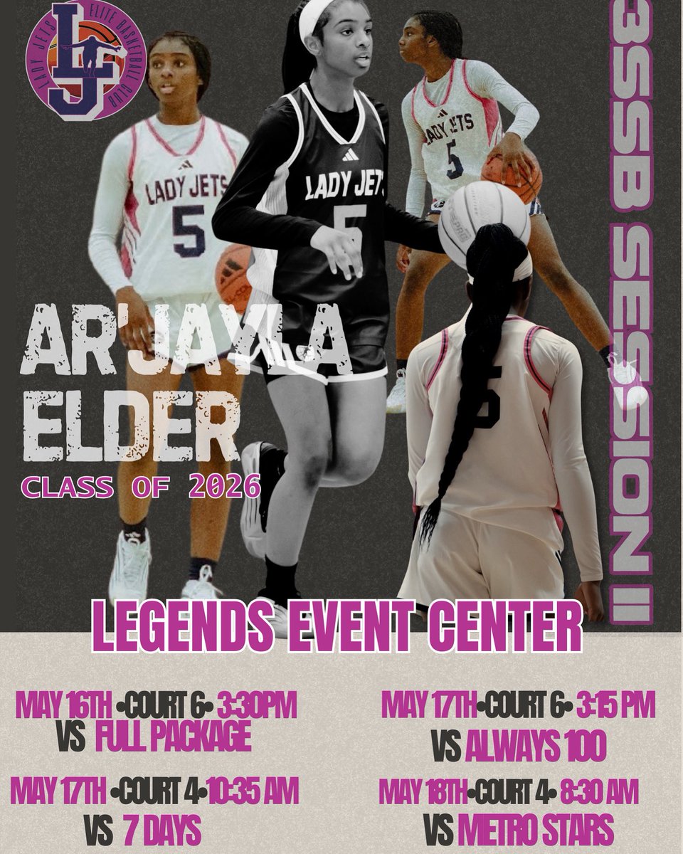 Ar’Jayla Elder (@ar_jayla) on Twitter photo I’ll see ya in Bryan, Tx for Session II
<a href="/LadyJetsElite/">Lady Jets Elite</a> <a href="/LHS5PS/">Lincoln Athletics</a> <a href="/gbbladytigers/">LadyTigersGBB</a> <a href="/CoachMOOK8/">@EliteSport_U</a> I’ll see ya in Bryan, Tx for Session II
<a href="/LadyJetsElite/">Lady Jets Elite</a> <a href="/LHS5PS/">Lincoln Athletics</a> <a href="/gbbladytigers/">LadyTigersGBB</a> <a href="/CoachMOOK8/">@EliteSport_U</a>